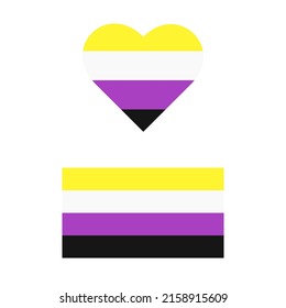 Non-binary heart and flag. LGBT symbols	