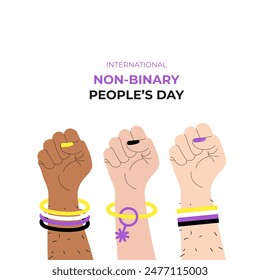 Non-Binary People's Day banner, card, poster template with pride flag. Vector illustration