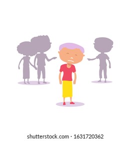 Non-binary person isolated on white background. Social problems: homophobia, offending, bullying, Flat design. Vector illustration.