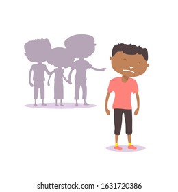 Non-binary person isolated on white background. Social problems: homophobia, offending, bullying, Flat design. Vector illustration.