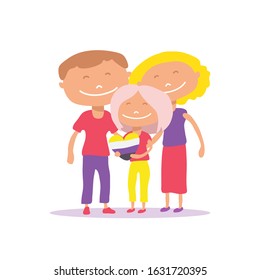 Non-binary person isolated on white background. Happy family. Flat design. Vector illustration. Design element for leaflet, booklet, banner.