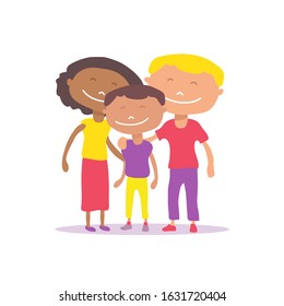 Non-binary person isolated on white background. Happy family. Flat design. Vector illustration. Design element for leaflet, booklet, banner.