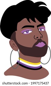 non-binary person with necklace of colors of his flag