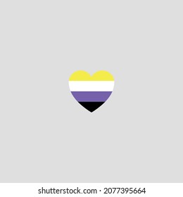 Nicht-Binary Stolz Community Fahne, LGBT-Herzsymbol. Geschlechtliche Minderheiten - Identität. Vektorgrafik
