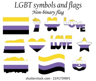 Non-Binary pride community flag, LGBT symbol. Sexual minorities identity