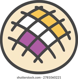 Nonbinary Pride Scored Bread Loaf Illustration, Round artisan bread with scored crust and nonbinary pride color accents.