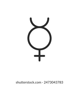 Nonbinary transgender symbol, linear style icon. Editable stroke width