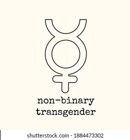 Non-binary transgender symbol outline icon. Sexual orientation concept. Sign for web page, mobile app, banner, social media, button, logo