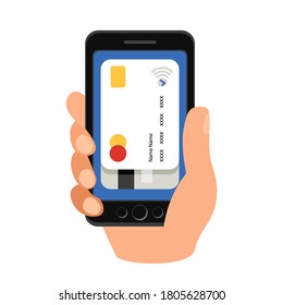 Non-cash payment and currency. A set of isolated vector symbols. Near field communication.