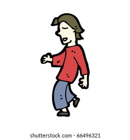caricatura de hombre indiferente caminando