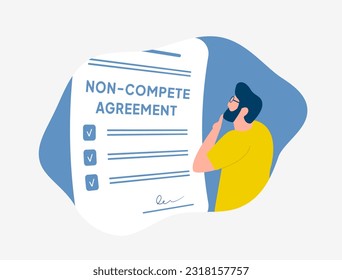 Non-compete Agreement legal form concept. Noncompete contract agreement between employee and employer to prevent competition. Non-compete Agreement vector illustration