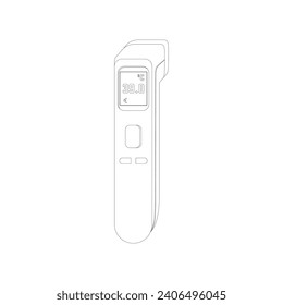 Termómetro digital no de contacto en la ilustración del vector de icono plano de contorno. Recursos gráficos editables para muchos fines.