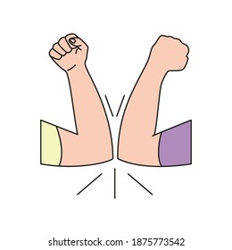 Non-contact Greeting With An Elbow. Preventing Contact Greetings. Vector Illustration.