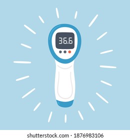 Non-contact infrared electronic thermometer with normal temperature. Medical measurement apparatus. Vector illustration