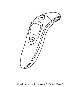 Laserthermometeranzeige ohne Kontakt. Infrarot-berührungsfreies Laserthermometer für ferngesteuerte Temperaturmessung im Krankheits- oder Virusfall. Übersicht, Darstellung der Vektorbestände.