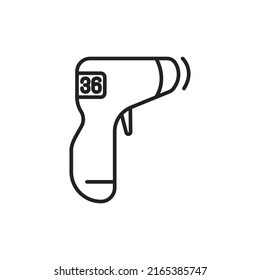 Non-contact thermometer with normal temperature icon. High quality black vector illustration.