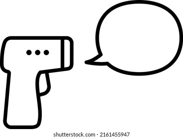 Non-contact thermometer and speech balloon isolated vector illustration.
