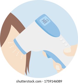Non-contact type digital thermometer. Illustration that was normal temperature.