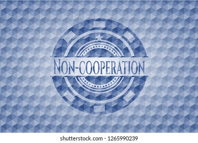 Non-cooperation blue polygonal emblem.