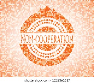 Non-cooperation orange mosaic emblem with background