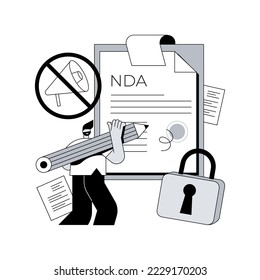 Nondisclosure agreement abstract concept vector illustration. Confidentiality legal form, nondisclosure contract, confidential information disclosure, employee liability abstract metaphor.