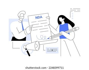 Nondisclosure agreement abstract concept vector illustration. Confidentiality legal form, nondisclosure contract, confidential information disclosure, employee liability abstract metaphor.