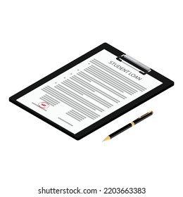 Non-Disclosure Agreement document with stamps isometric view isolated on white background. NDA concept.
