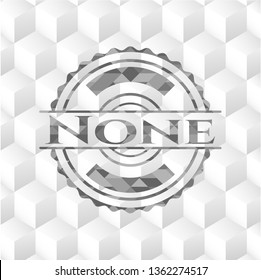 None grey badge with geometric cube white background