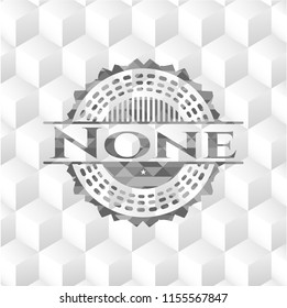 None grey emblem. Retro with geometric cube white background
