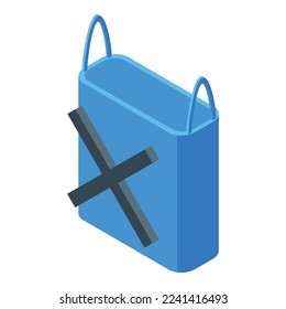 Icono de bolsa no eco vector isométrico. Energía ecológica. Recorte de reciclaje