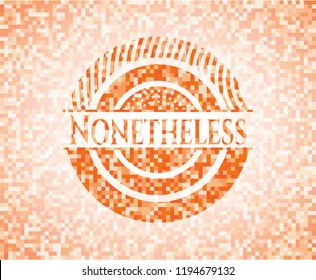 Nonetheless orange tile background illustration. Square geometric mosaic seamless pattern with emblem inside.