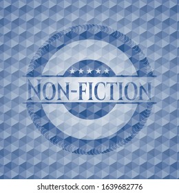Non-fiction blue badge with geometric pattern background. Vector Illustration. Detailed.
