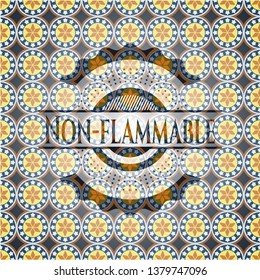 Non-flammable arabic badge. Arabesque decoration.
