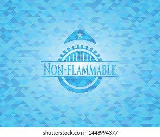 Non-flammable light blue mosaic emblem