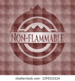 Non-flammable red seamless geometric badge.