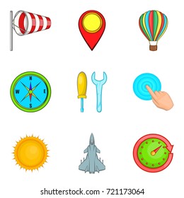 Non-flying weather icons set. Cartoon set of 9 non-flying weather vector icons for web isolated on white background