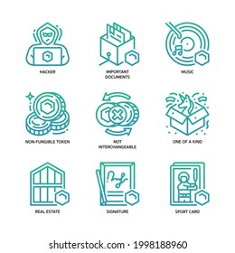 Non-Fungible Token Icon Set Gradient Style
