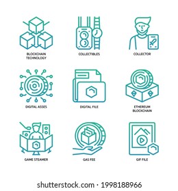 Estilo de degradado de conjunto de iconos de símbolo no fungible