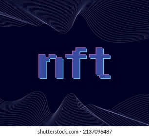 non-fungible token illustration, nft letters on dark background, vector design