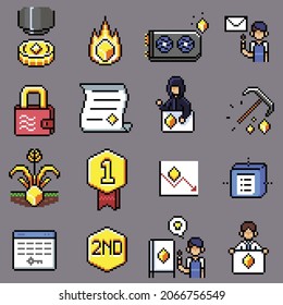 Non-fungible token pixel icon for website, application, printing, document, poster design, etc.