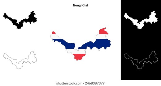 Nong Khai province outline map set