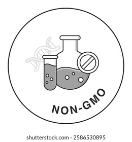 Non-GMO Icon with Editable Stroke and Colors for Organic Certification