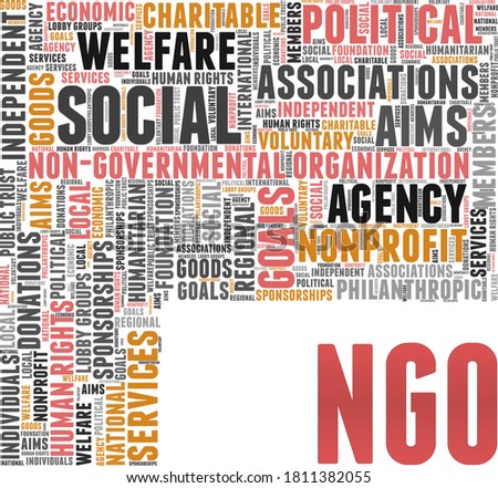 Non-governmental organization - NGO vector illustration word cloud isolated on white background.