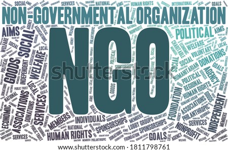 Non-governmental organization - NGO vector illustration word cloud isolated on white background.