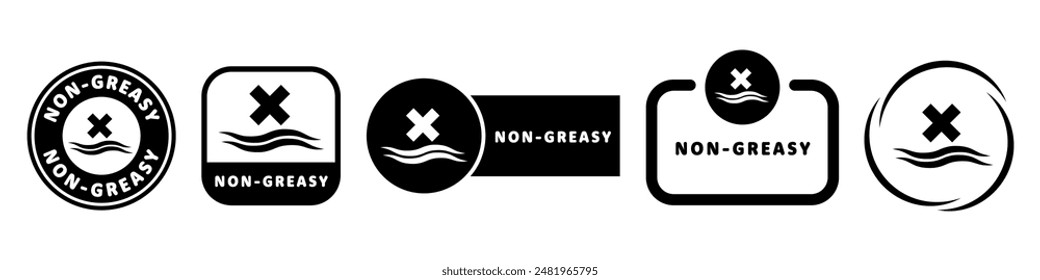 Non-Greasy signs. Vector signs for dermatology products label.