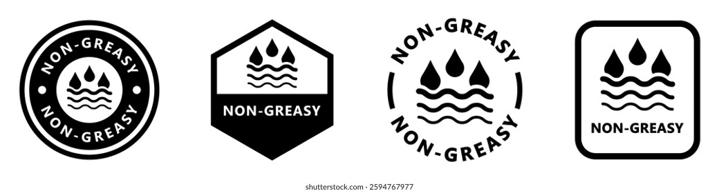 Non-Greasy. Vector signs for labeling package.