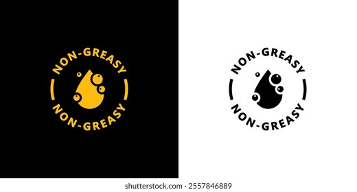 Non-greasy. Vector sticker, gold and black for food or dermatology label.