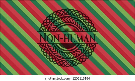 Non-human christmas colors style badge.