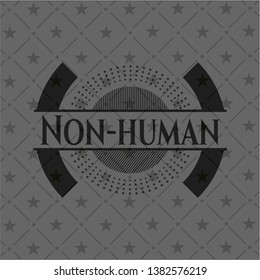 Non-human dark badge. Vector Illustration. Detailed.