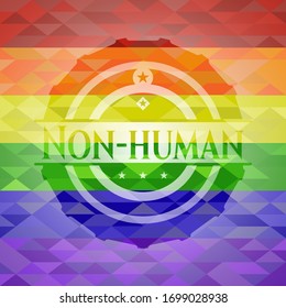 Non-human emblem on mosaic background with the colors of the LGBT flag